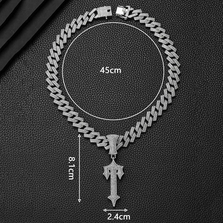 DIY accessories Cross-border new alloy cross sword pendant full of diamonds Cuban chain hip-hop niche legendary big sword jewelr
