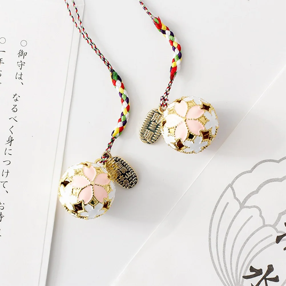 

1Set Bell Set Pink Brass Hanging Pendant Car Home Decor Japanese Style Creative Cherry Blossom Ornament Gift