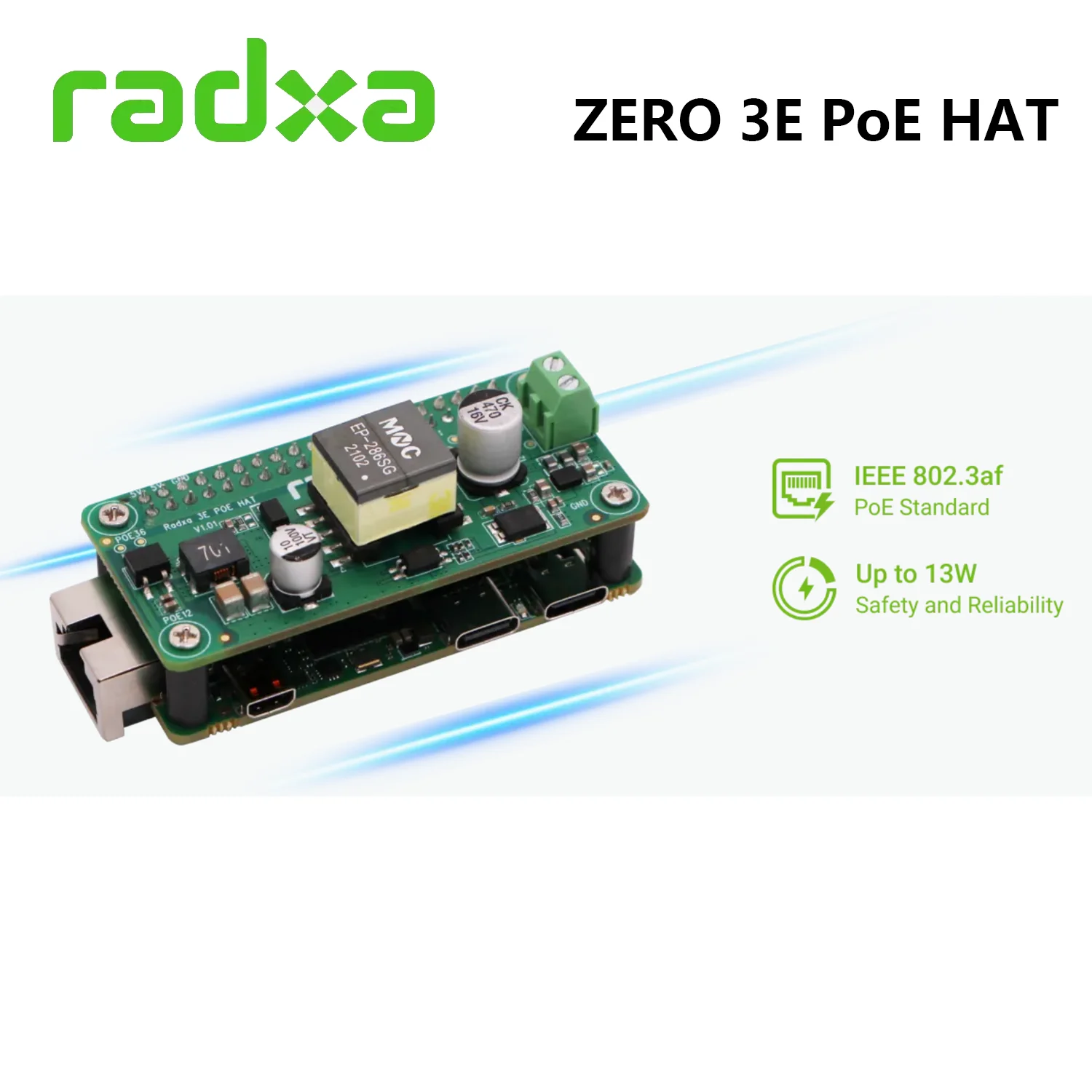 Imagem -05 - Radxa Zero 3e Poe Hat Ieee 802.3af Padrão de até 13w