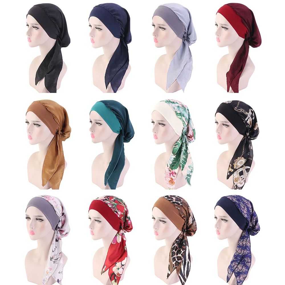 

Adjustable Headwear Elastic Printed Chemo Pirate Cap Cancer Head Scarf Hair Loss Hat Muslim Turban
