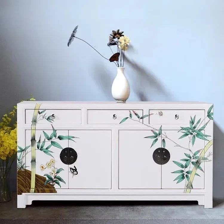 

Simple pastoral style hand-painted solid wood porch foyer locker