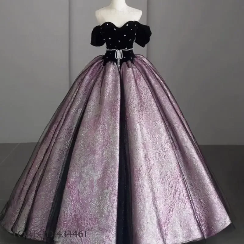 Luxury Elegant Bar Mitzvah Princess Style Banquet Prom Dress Fashion Evening Party Dress Sexy Off Shoulder Mesh Robe De Soiree