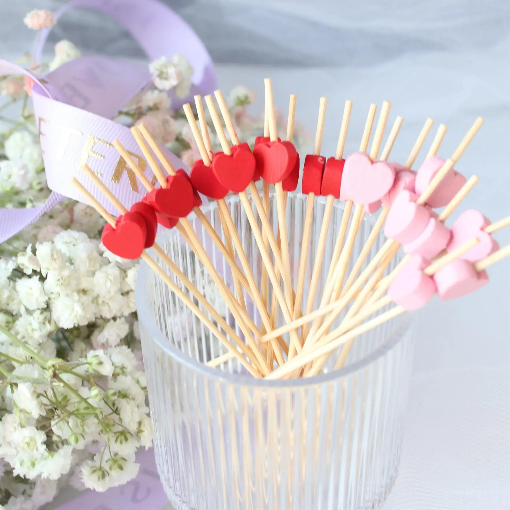 100Pcs Disposable Bamboo Skewers Food Picks Buffet Cupcake Fruit Fork Salad Vegetable Sticks Toothpick Skewer Party Cake Dessert