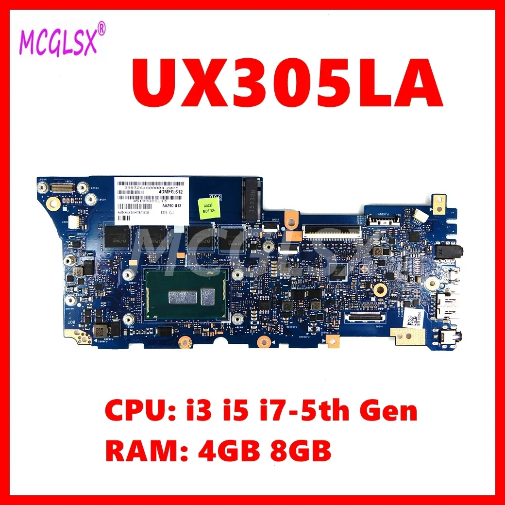 UX305LA Notebook Mainboard For Asus Zenbook UX305 UX305L U305L U305LA Laptop Motherboard With i3 i5 i7-5th Gen CPU 4GB/8GB-RAM