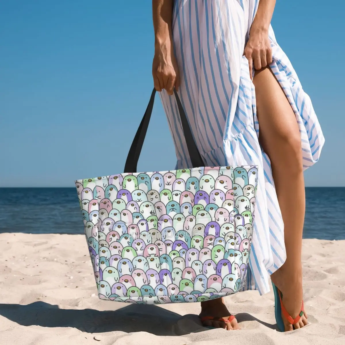 Borsa da viaggio da spiaggia pinguino Snuggles, borsa da viaggio alla moda Shopping viaggio regalo di compleanno modello Multi-stile