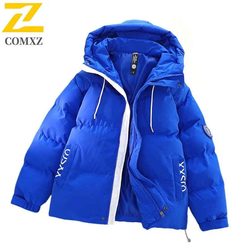 COMXZ Giacca da uomo con cappuccio Giacca trapuntata innevata da viaggio leggera coreana alla moda 2025 Cappotto imbottito caldo di alta qualità per esterni