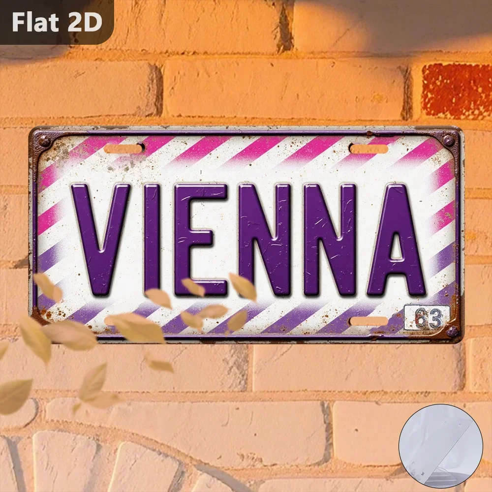 2D Flat 1pc Vienna Cityscape Aluminum Poster, Vintage Austrian Capital Landmark Sign, Gift or Home, Office, Garage & Christma