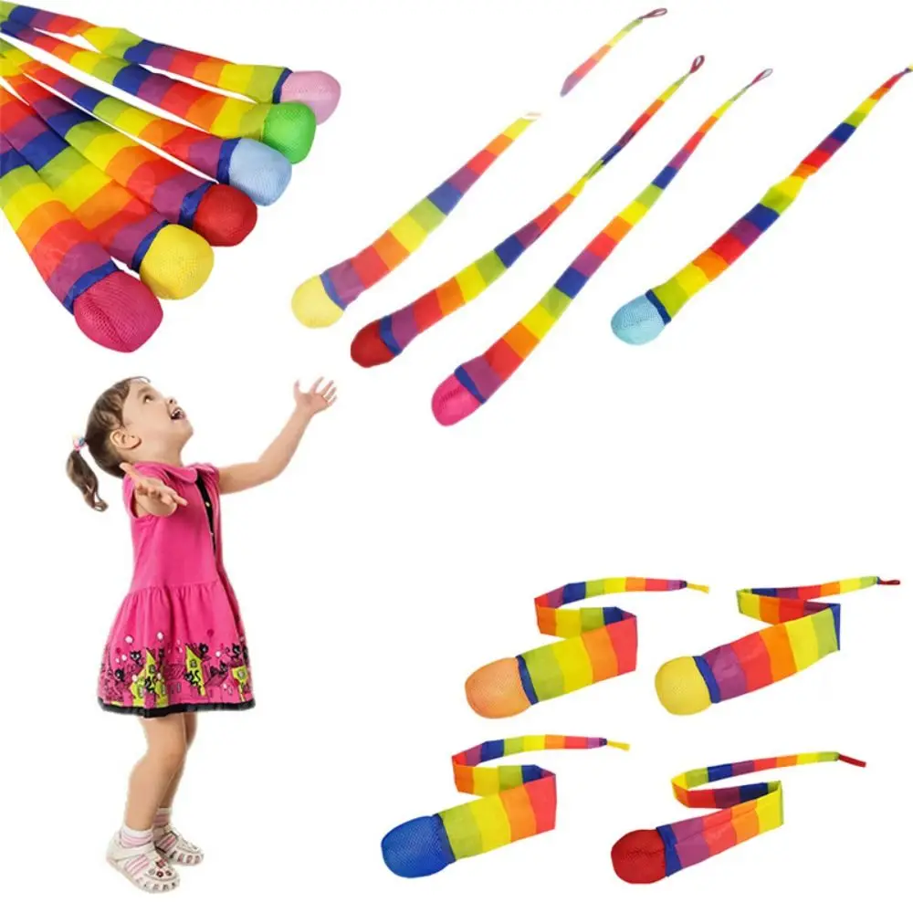 2Pcs Rainbow Tail Soft Tail Meteor Ball Soft Ball Safe Catch Children's Rainbow Hand Throwing Ball Eco-Friendly Sensory Play