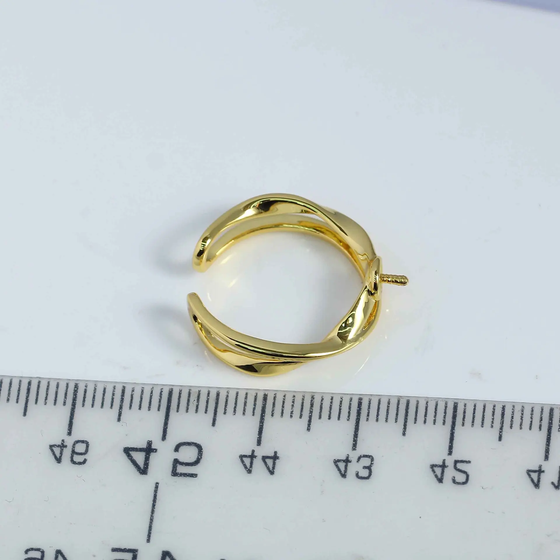 

JZ192 Copper Gold Plated Irregular Hollow Adjustable Pearl Ring Blank Empty Settings DIY Jewelry Findings