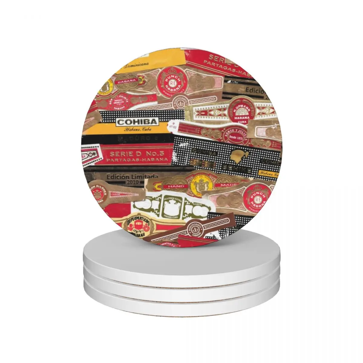 

Cigar Bands Ceramic Coasters (Set of 4) tile christmas tea coffee cup stand Coasters