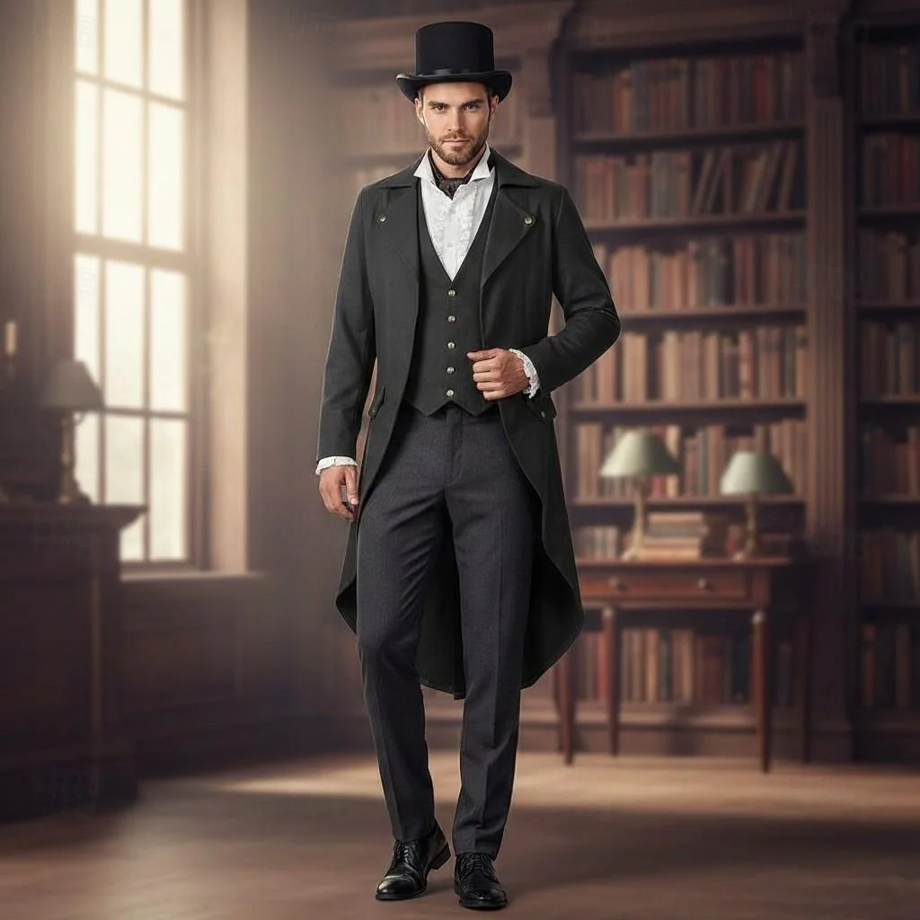 

Средневековое пальто в стиле стимпанк в стиле Ренессанс, смокинг, фрак, вампирский джентльмен, нарядное платье, мужское карнавальное представление на Хэллоуин, LARP