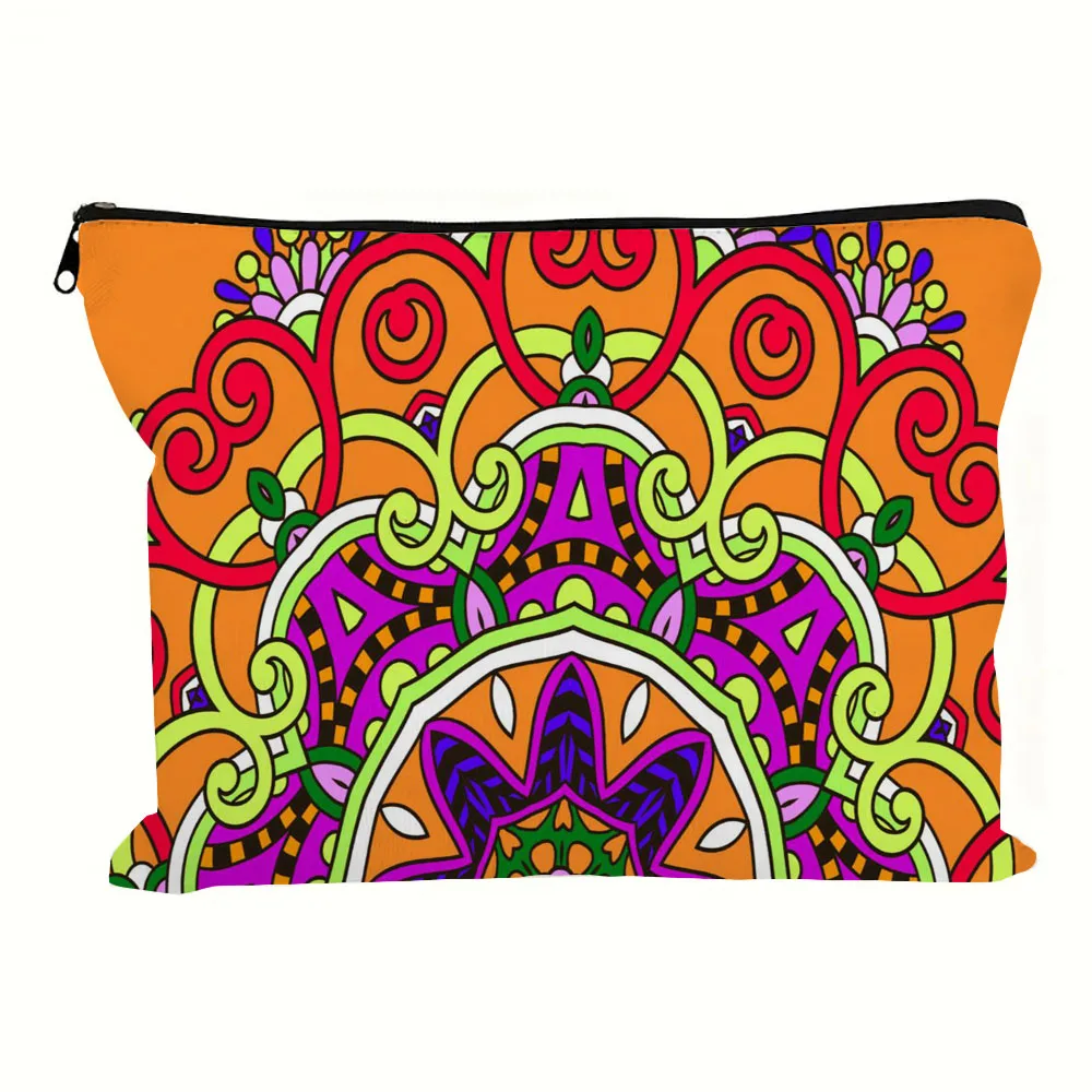 حقيبة مستحضرات التجميل المطبوعة على شكل ماندالا العتيقة، محفظة عملات معدنية خفيفة الوزن؛ حقيبة مكياج محمولة بسحاب مقلمة حقائب هدايا العطلات