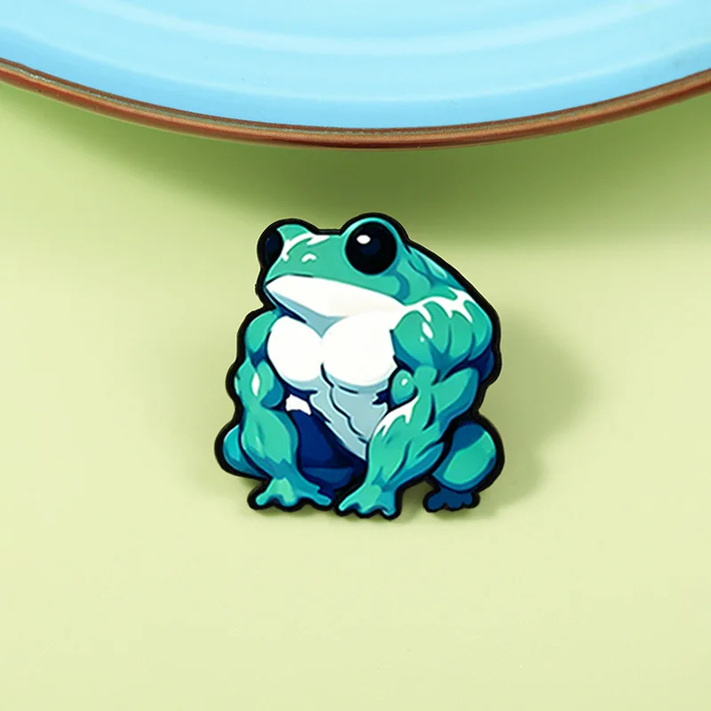 Cartoon Muscle Frog Brooch Creative and Fun Animal Badge Brooch for Backpacks Collection Gift Animal Jewelry Cosplay Accessories