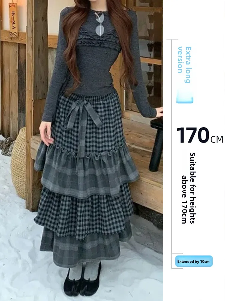 

Удлиненная женская юбка А-силуэта, весна-осень, с высокой талией, в стиле ретро, с лоскутным дизайном, повседневная, свободного кроя