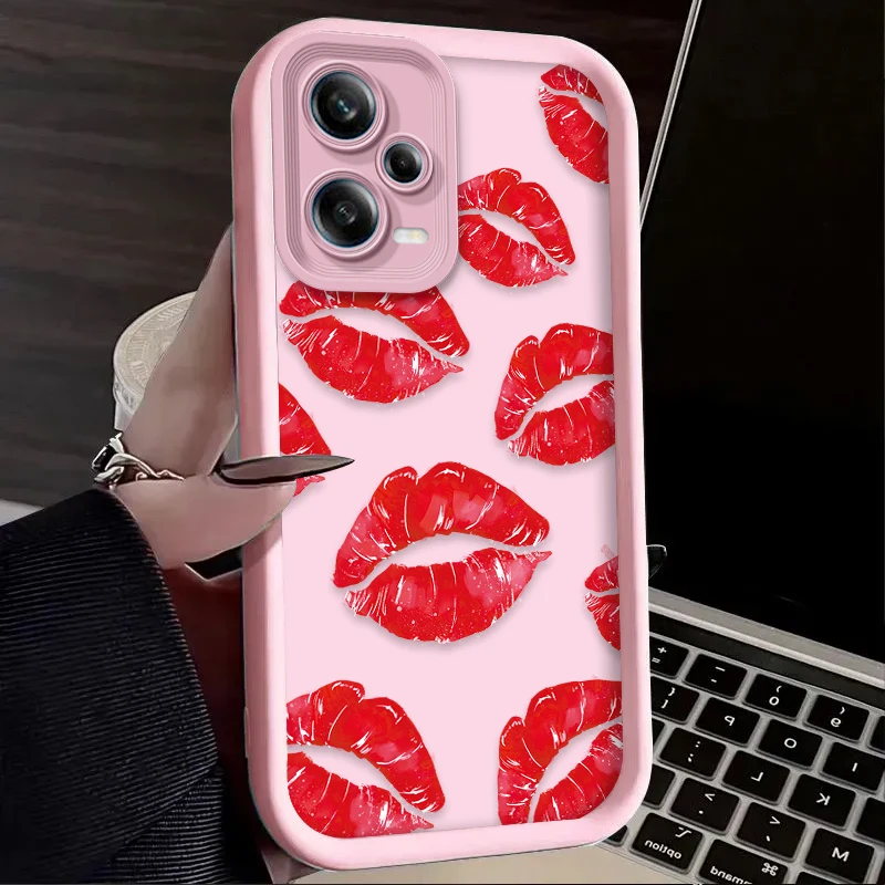 Funda de beso de labios rojos sexys para Xiaomi Redmi Note 13 12 11 Pro Plus 4G 5G 12S 11S 10S 10 9 9S Redmi 14C 13C 12C A3 12 funda de silicona