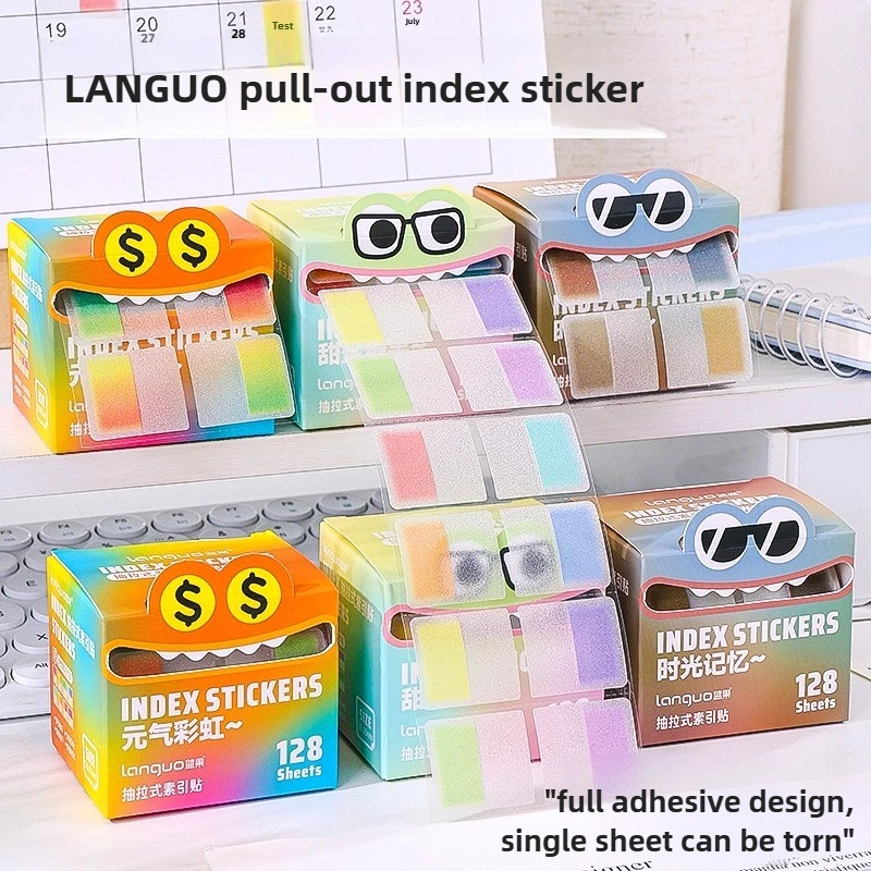 LANGUO Drawer-type Index Sticky Notes Matte Writable Reusable No Residue on Removal Quick-dry Memo Pad School Supplies