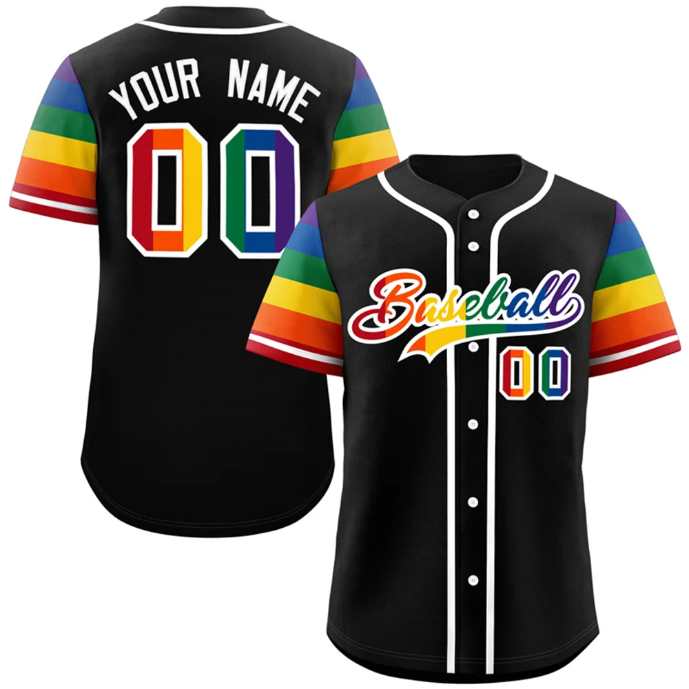 

Unisex baseball uniform Custom Baseball Jerseys Rainbow Baseball T-shirt Team Printed Logo Sport Jersey Button Down Short Sleeve