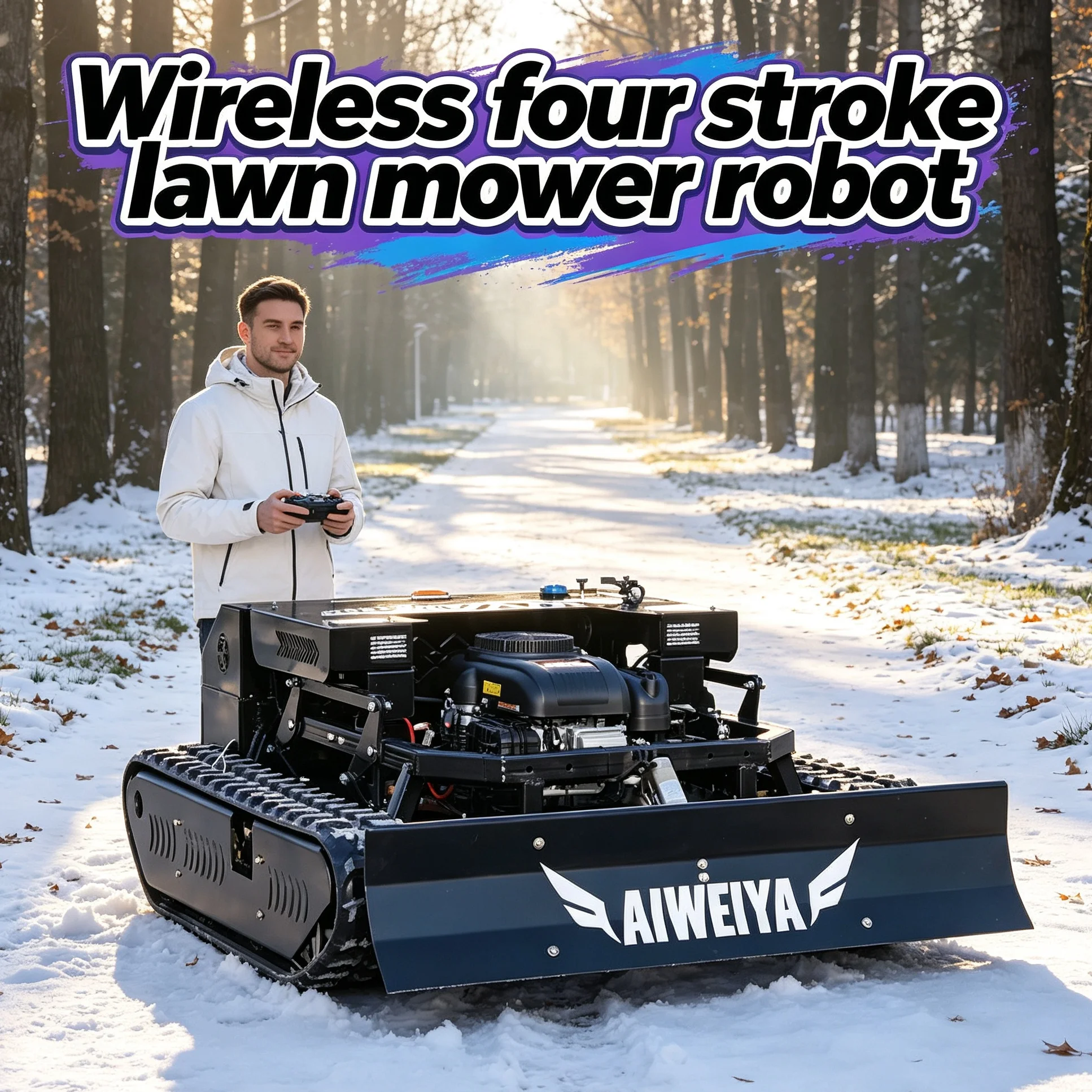 Customized wireless four stroke lawn mower robot 900, five extra optional functions, adjustable height to meet various lawn main