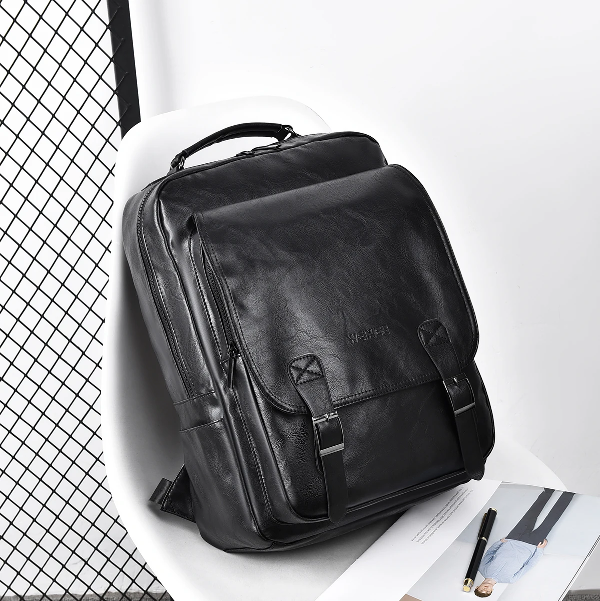 branded leather men backpack aliexpress Luxury Brand Man Leather Casual Solid Daypacks Travel Large Capacity  Backpack Students 14 inches Laptop Schoolbag Men Mochila