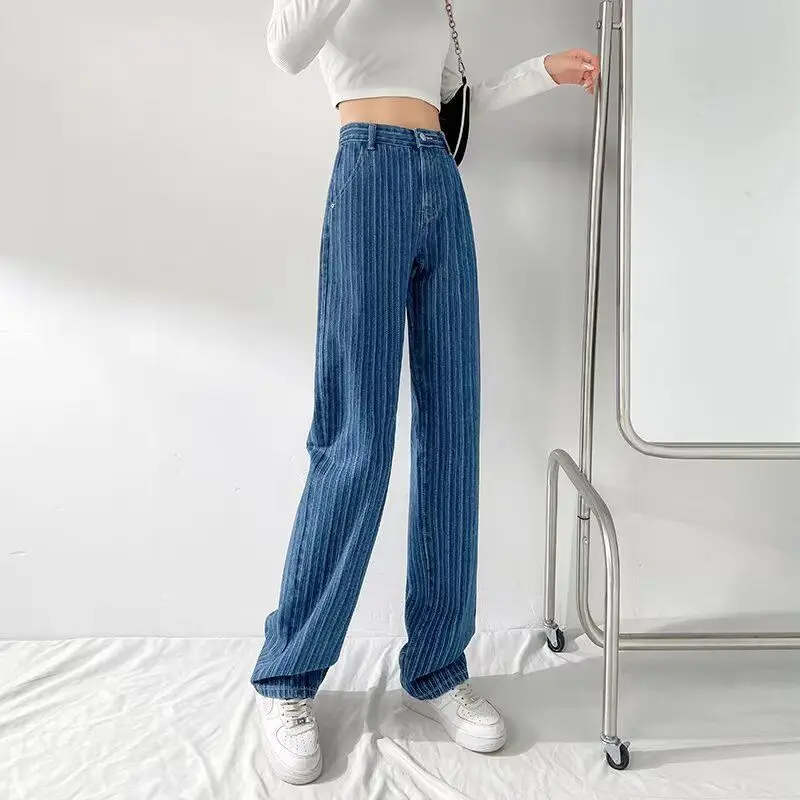 

Extended Length Embroidered High Waist Straight Leg Denim Jeans Women's Autumn Tall 75 Ultra Long Design Loose Floor-Length ...