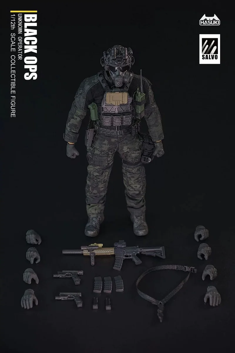 In Stock Hasuki 1/12 Salvo Balck Ops Cloth Joint Movable Military Doll Action Figure Collection Model Toy