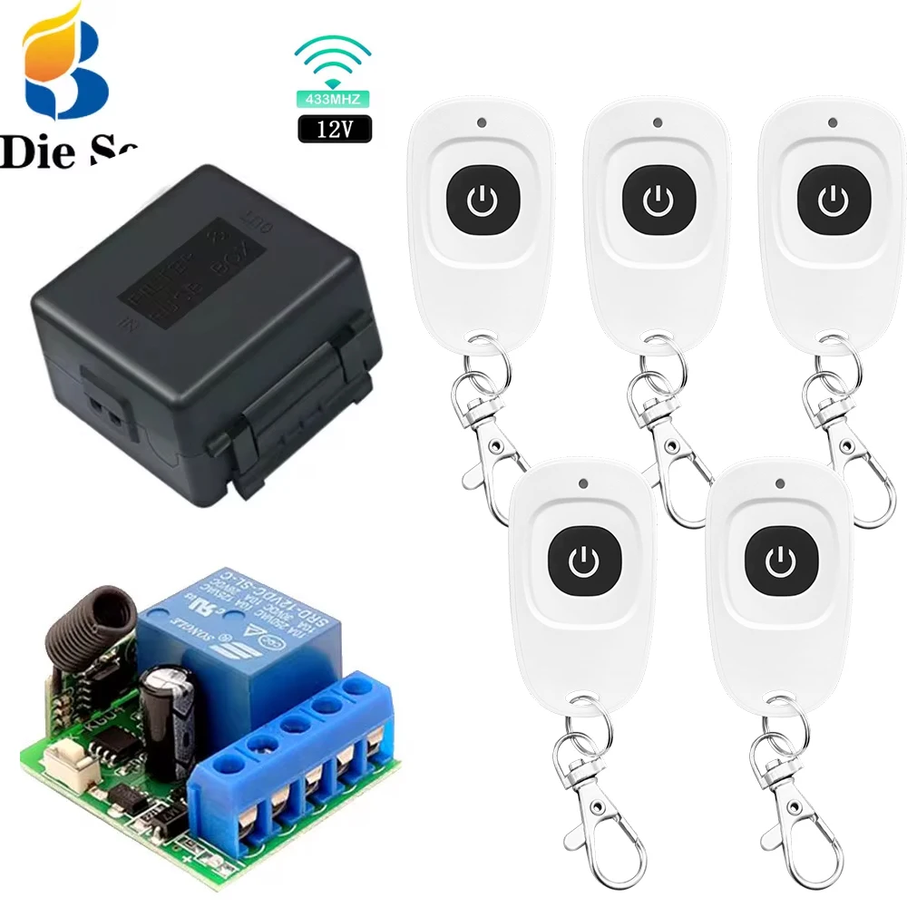 

RF433Mhz Universal Wireless Remote Control Switch DC 12V 1CH Relay Receiver Module Transmitter Learning Button Remote Control