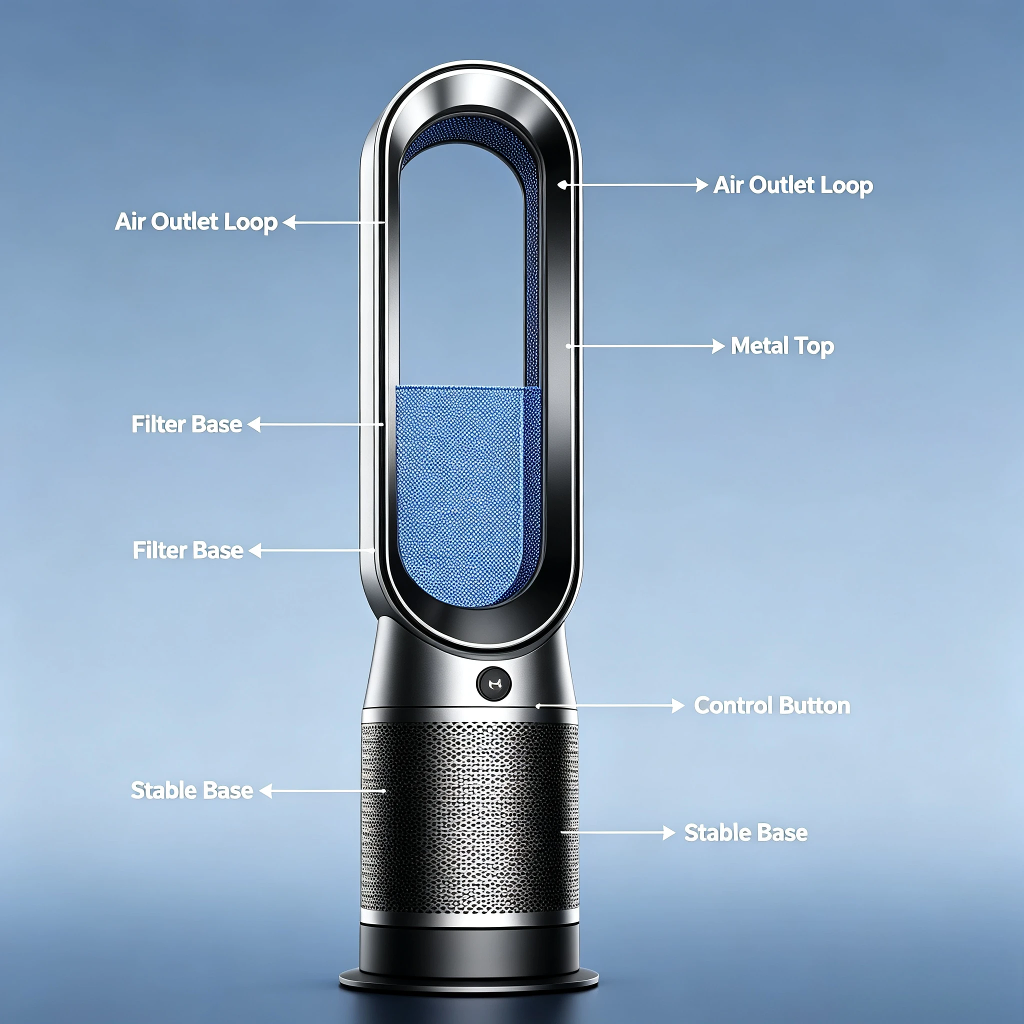 Bladeless Floor Fan Cooling & Heating Dual Use, Energy Saving Air Purifier Air Circulator Heater for Home Indoor Constant