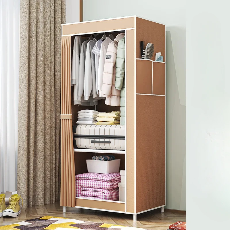 

Easy Assemble Fabric Wardrobe Single Person Economy Closet Rental Room Storage Wardrobe Bedroom Storage Cabinet