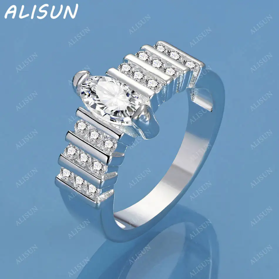 

ALISUN 925 Sterling Silver Luxury Zircon Fine Ring For Women Fashion Jewelry Charm Grace Wedding Engagement Accessories