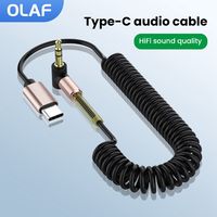 OLAF USB C to 3.5mm Car Spring Retractable Audio Cable for iPhone 15 3.5MM To 3.5MM Jack AUX Cable Speaker Cable Elbow Adapter
