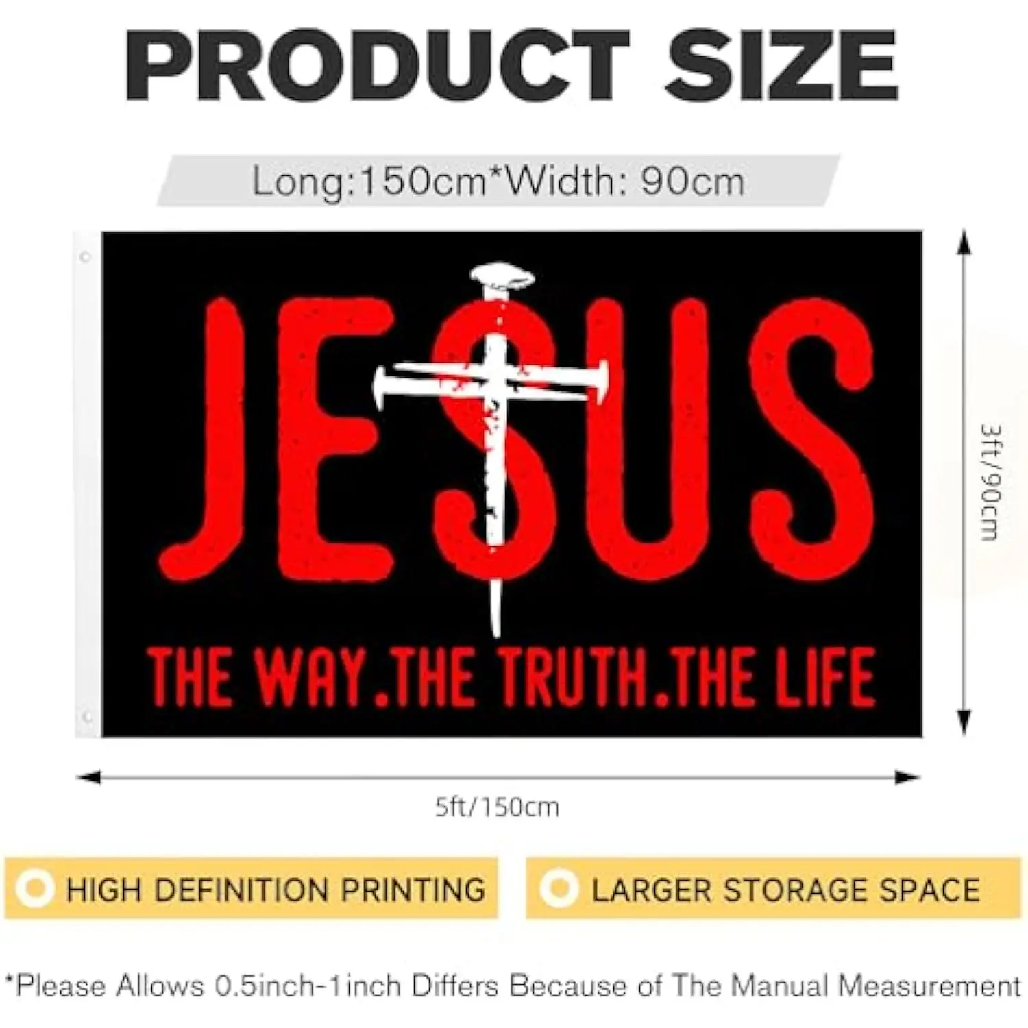 Jesus The Way The Truth The Life Flag Single-sided Printing Polyester Outdoor Garden Banner