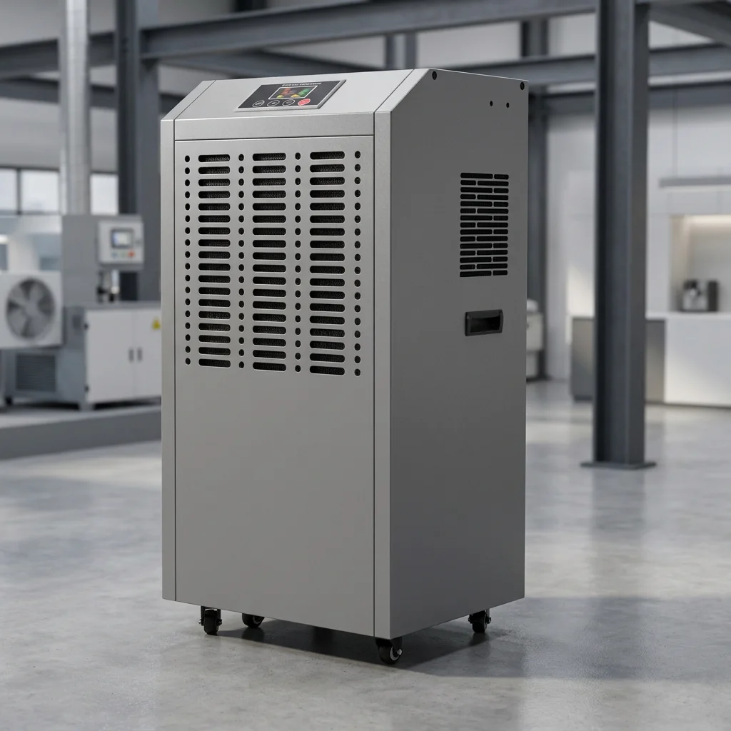 138L/Day Portable Commercial Dehumidifier Metal Cabinet Caster Wheels Dual Voltage For Warehouse Basement Use