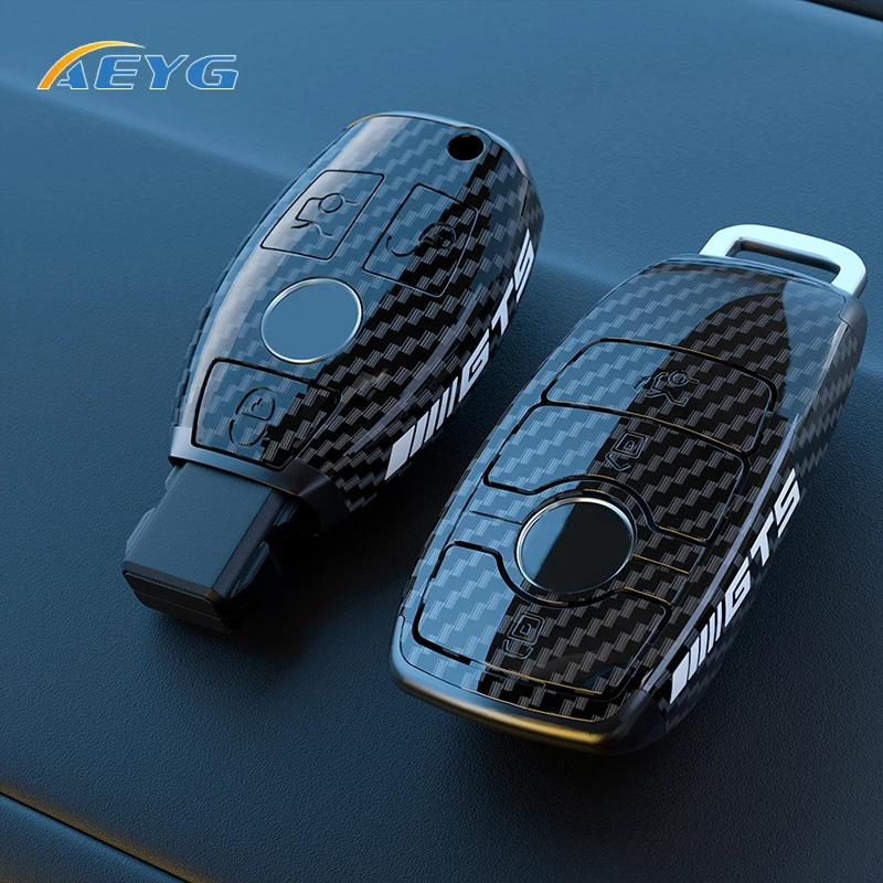 

ABS Carbon Fiber Style Car Key Case Cover For Mercedes Benz A B C E S Class W204 W205 W212 W213 W176 GLC CLA AMG W177 W210 W211