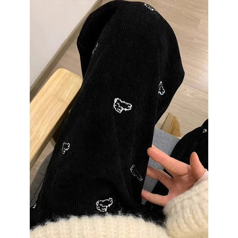 

plus Size 300 Pou Korean Sle Embroidered Rabbit Wide Leg Pants Women's Spring Autumn Loose Drape Casual Straight Leg Pants