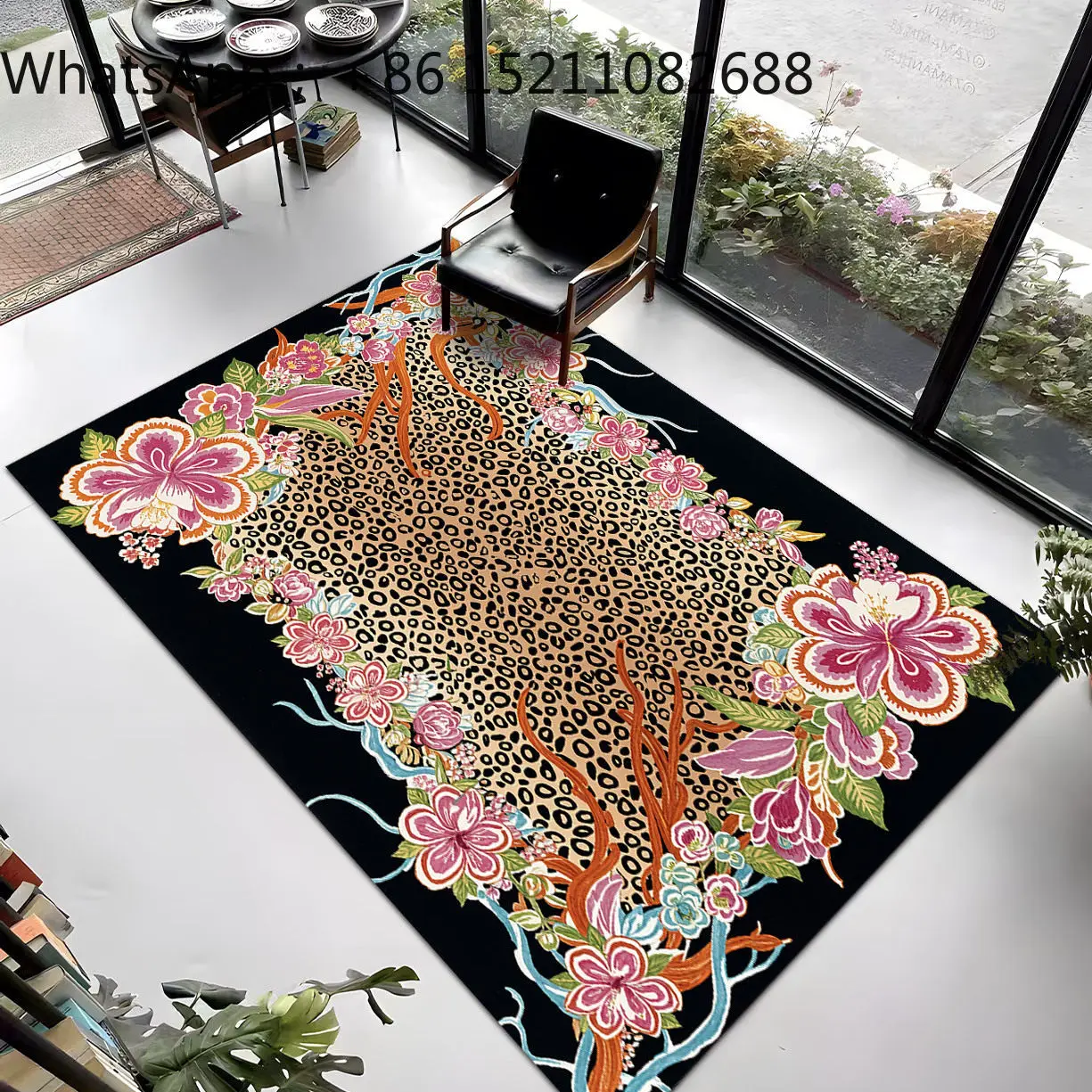 SCY medieval style leopard print living room carpet light luxury high-end sofa coffee table large carpet bedroom bedside blanket