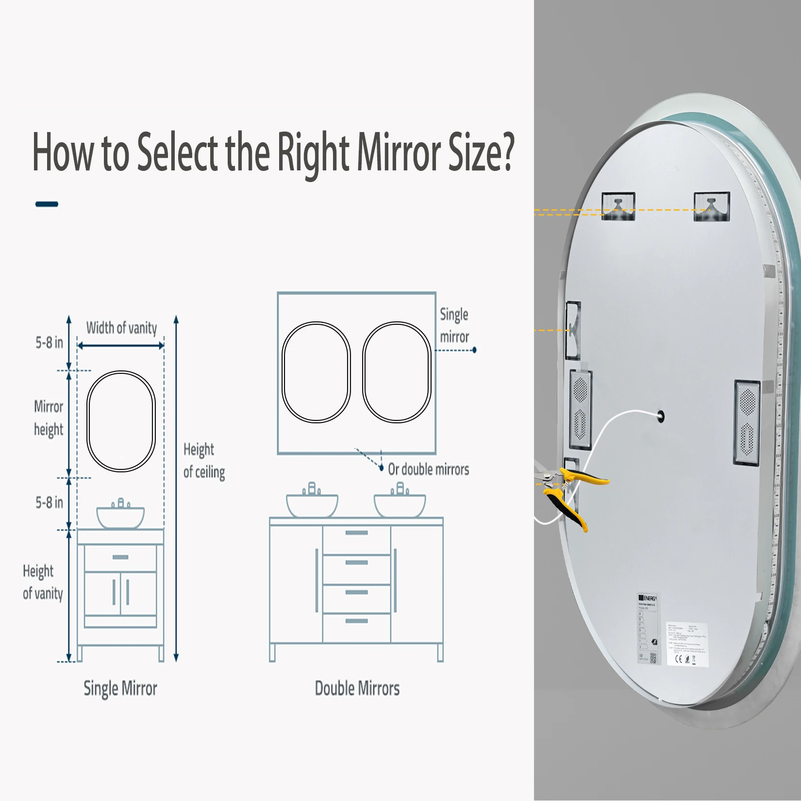 Led Bathroom Mirror 900x600mm Oval Illuminated Wall Vanity Mirror w Bluetooth, 3 Colors Change, Temperature, Defogging Functions