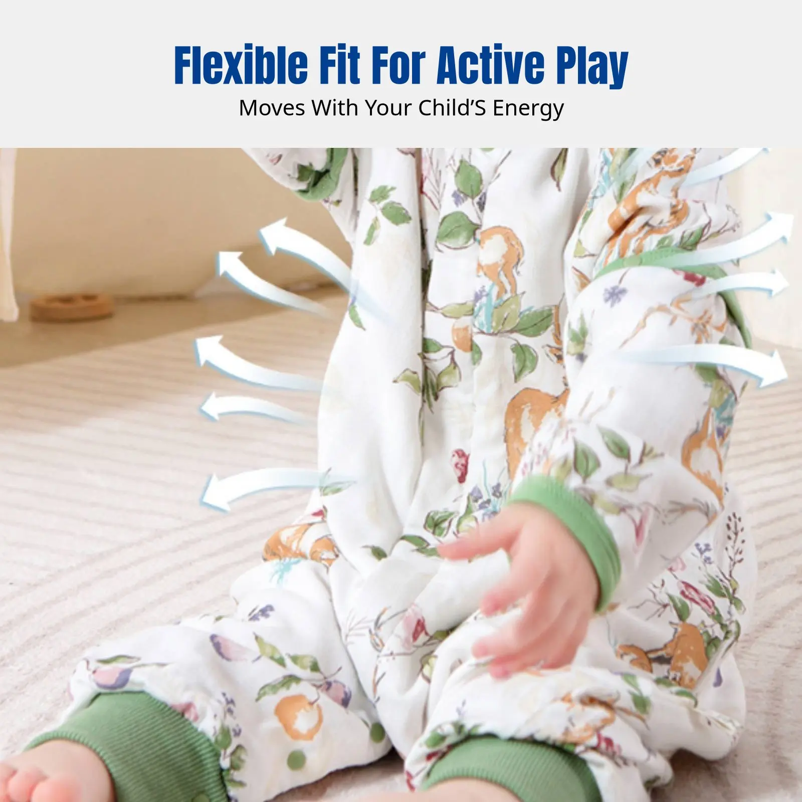 スプリットレッグベビー寝袋、通気性のあるガーゼ、夏用、吸湿性、取り外し可能な袖、漫画の動物、ユニセックス幼児服