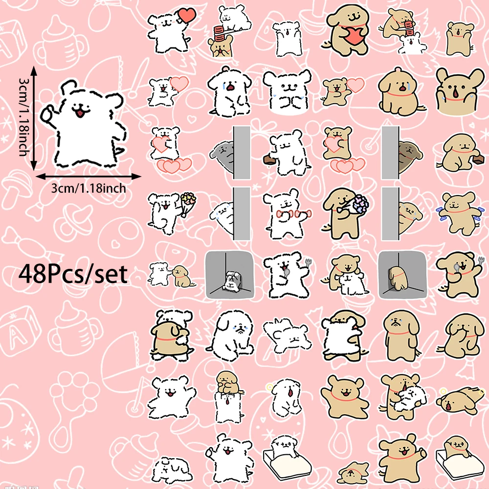 48pcs Niche party line puppy stickers can be used for party wall tabletops, water cups,vases and other decorations, self-pasting