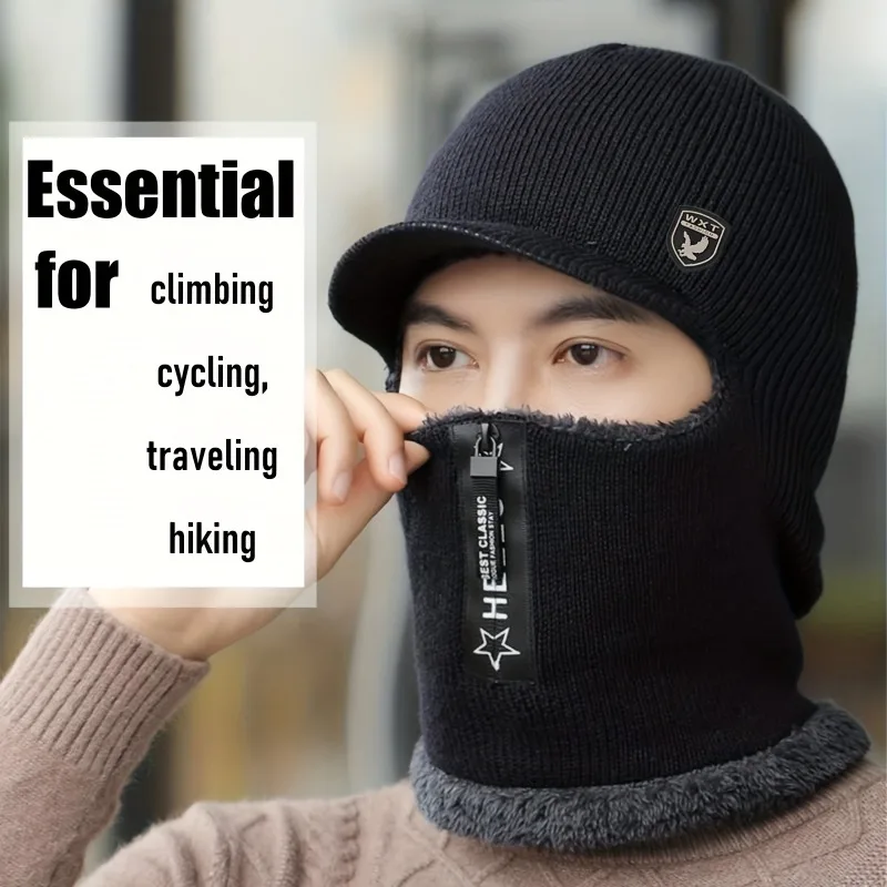 Chapéu de inverno masculino com forro – gorro grosso para frio extremo, à prova de vento, quente, ajuste confortável e secagem rápida - esqui ao ar livre