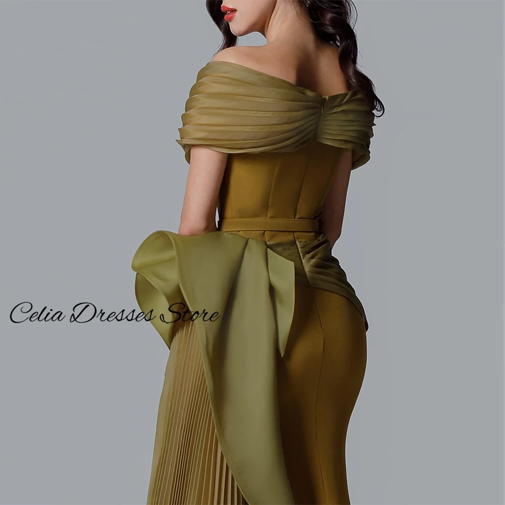 Mermaid Jersey and Organza Evening Dress Customized Off the Shoulder Homecoming Dresses Luxury Belt Formal Occasion Gowns