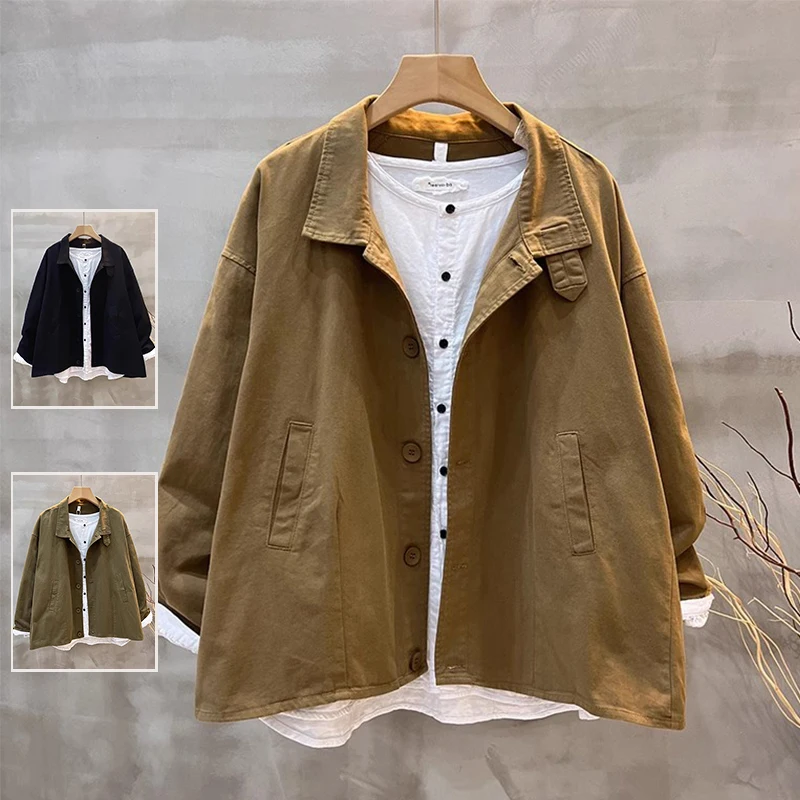 

Retro Pure Color Long Sve Open Cardigan Jaet plus Size Women's Casual Collar Versatile Leisure Coat Top Trendy