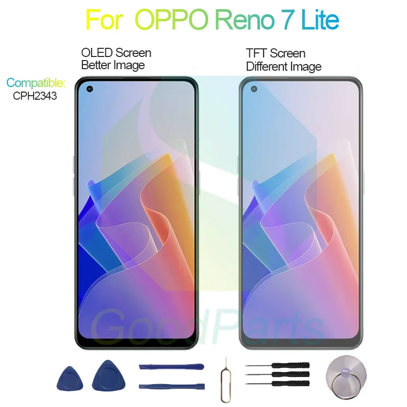 Dla OPPO Reno 7 Lite ekran wymiana wyświetlacza 2400*1080 CPH2343 Reno 7 Lite LCD dotykowy Digitizer montaż — zdjęcie 2