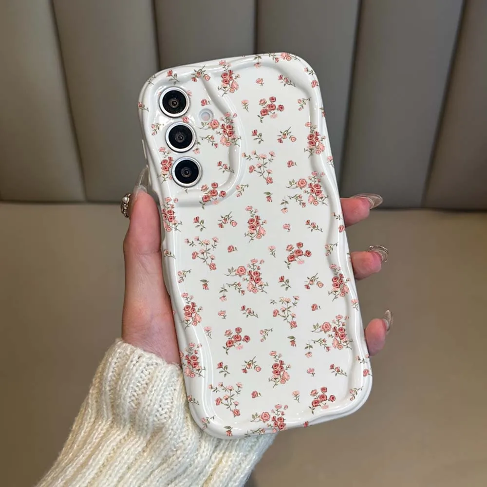 Floral Print Phone Case For Samsung Galaxy A73 A71 A57 A56 A55 A54 A53 A51 A17 A16 A06 A05 Soft Wave Oil Cover