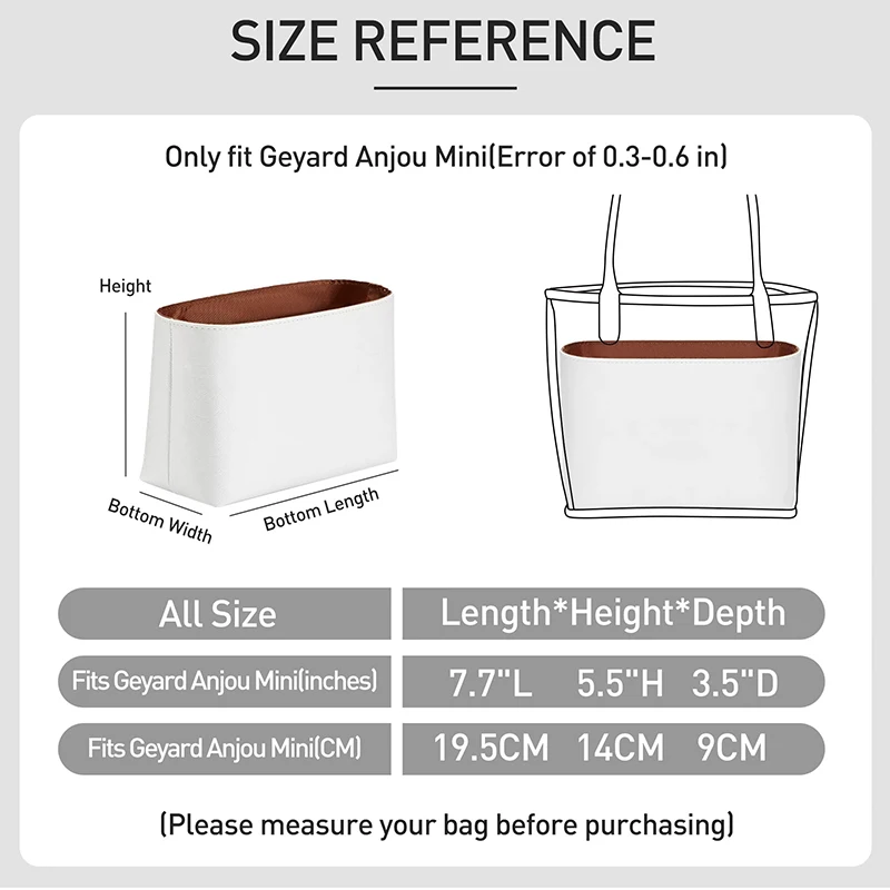 Tyvek Purse Organizer Insert For Anjou Mini Bag Waterproof Lightweight Tote Bag Insert With Ykk Zipper Pockets, 6 Compartments