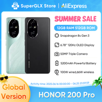 HONOR 200 Pro 5G Smartphone Global Version Snapdragon 8s Gen 3 6.78'' 120Hz AMOLED Display Support HONOR 100W SuperCharge