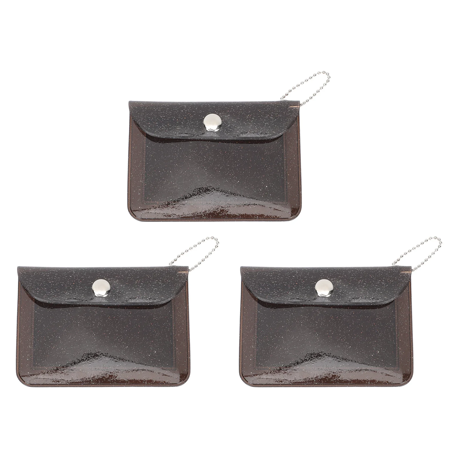 

3Pcs PVC Transparent Wallet Fine Craftsmanship Glitter Design Card Holder Scratch Resistant Coin Pouch for Daily Carry Home