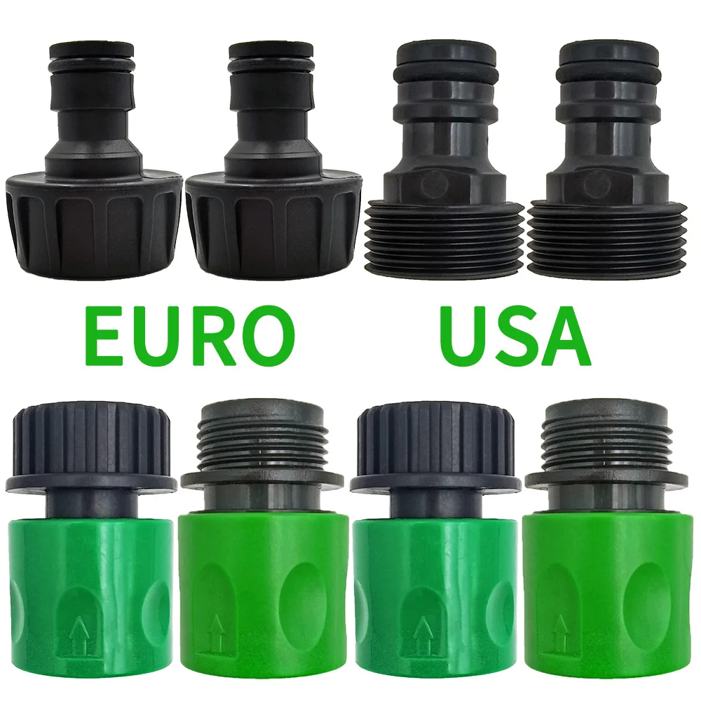 Raccord rapide fileté mâle 3/4 pouce EURO USA pour tuyau d'arrosage, adaptateur de raccord pour système d'irrigation goutte à goutte de jardin