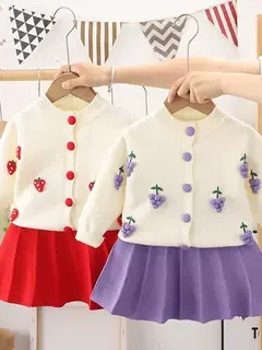 

Faionable Knitted Sweater And Skirt Set for Girls Cute Two-Piece Autumn Outfit Trendy Clothing Ensemble for Little Girls