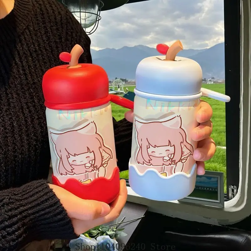 لانهائي نيكي أنيمي تأثيري كوب قارورة عازلة 316 الفولاذ المقاوم للصدأ مع حلقة رفع جيب كوب ماء التميمة طالب المشجعين هدية #4