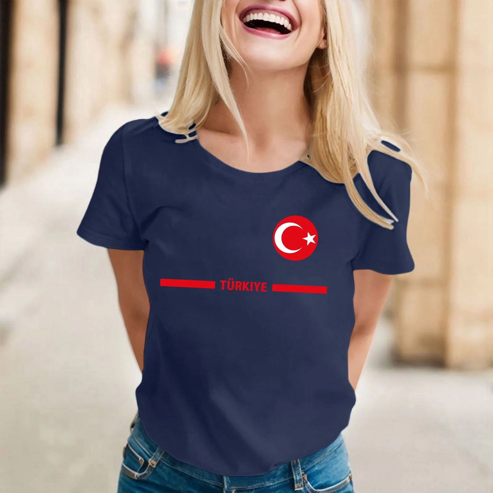 2024 New Turkish Flag Print T-Shirts Women Casual Summer Turkey Tee Shirts Printed Short Sleeve O-Neck T-Shirt Female Top Tee